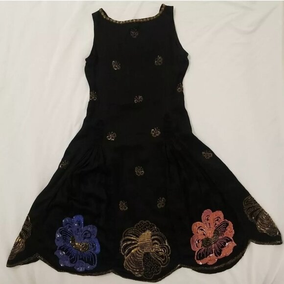 The House of Adair 1920s Hand-Beaded Silk Satin Evening Dress | Art Deco Couture - Picture 2 of 14